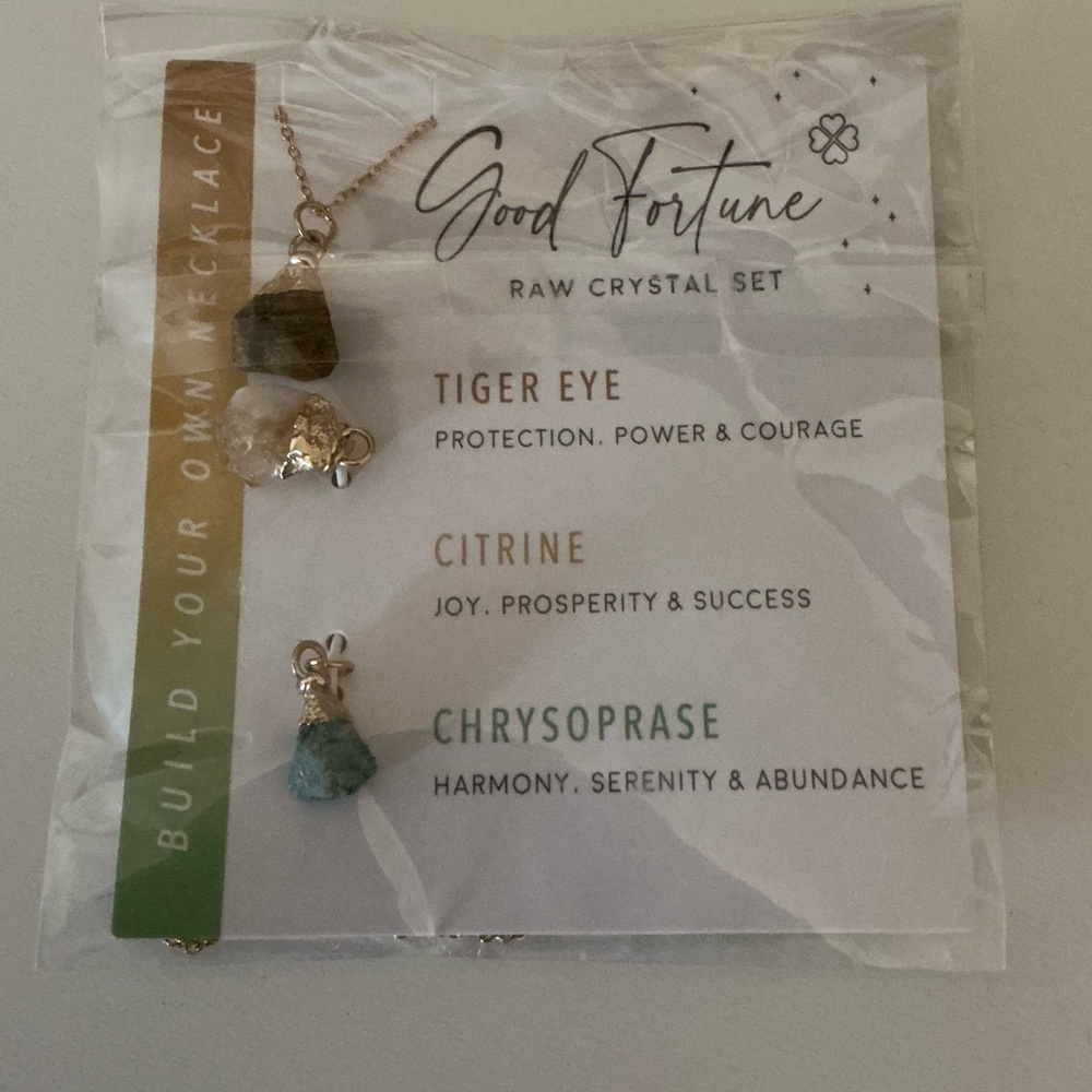 Raw Crystal Necklace Set – Tiger Eye, Citrine & Chrysoprase